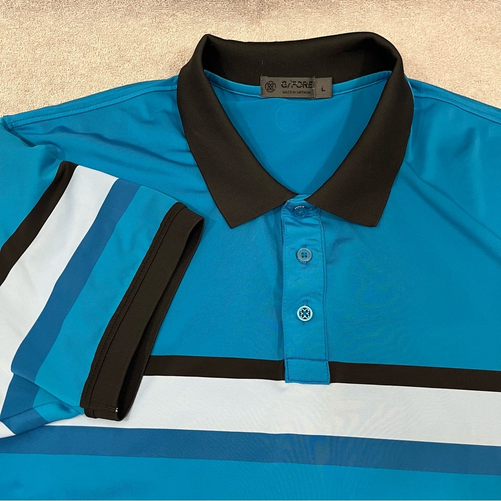 G/FORE Polo Shirt Mens Large  Striped Moisture Wicking Large with flaws